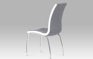 Autronic DCL-420 GREY2 - Jídelní židle, potah šedá látka a bílá ekokůže, kovová podnož, chrom