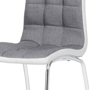 Autronic DCL-420 GREY2 - Jídelní židle, potah šedá látka a bílá ekokůže, kovová podnož, chrom