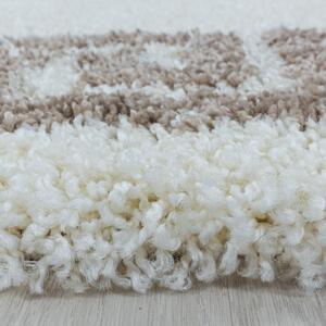 Moderní kusový koberec Hera Shaggy 3301 beige kruh | Bílá Typ: kulatý 200x200 cm