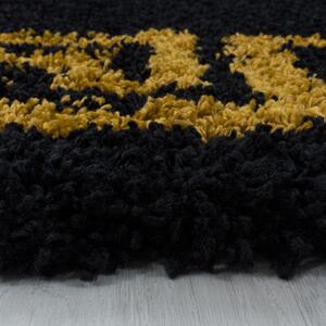 Moderní kusový koberec Hera Shaggy 3301 gold kruh | Černá Typ: kulatý 80x80 cm