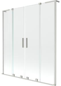 Mexen Velar L Duo vanová zástěna 2křídlová posuvná 150 x 150 cm, transparentní, kartáčovaný nikl - 896-150-003-02-97