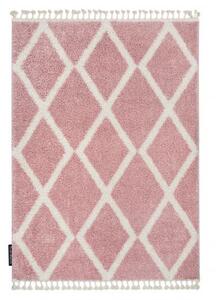 Koberec TROIK A0010, růžovo bílá střapce, Maroko Shaggy velikost 80x150 cm | krásné koberce cz