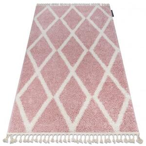 Koberec TROIK A0010, růžovo bílá střapce, Maroko Shaggy velikost 80x150 cm | krásné koberce cz