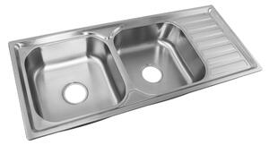 KONDELA Nerezový dřez se sifonem, 105x45, DUPLO