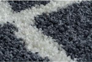 Kulatý koberec BERBER CROSS B5950, šedá bílá střapce, Maroko, Shaggy velikost kruh 160 cm | krásné koberce cz
