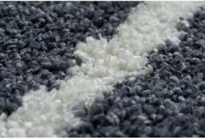 Kulatý koberec BERBER CROSS B5950, šedá-bílá - střapce, Maroko, Shaggy krásné koberce cz