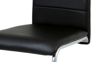 Autronic DCL-102 BK - Jídelní židle, potah černá ekokůže, kovová podnož, šedý matný lak
