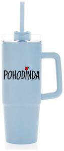 POHODINDA - svetlě modrá cestovní termoska s průhledným víčkem 900 ml