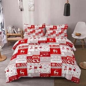 7dílné vánoční povlečení 140x200 – Santa Claus patchwork | Bavlna 80% | Prostěradlo 220x230 zdarma