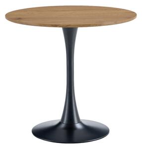 KONDELA Jídelní stůl, dub/černá, průměr 80 cm, REVENTON NEW