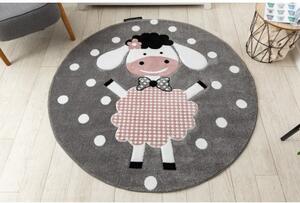 Kulatý koberec PETIT DOLLY Ovečka, šedý velikost kruh 120 cm | krásné koberce cz