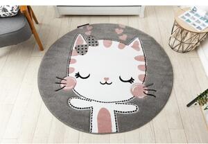 Kulatý koberec PETIT Kotě, šedý velikost kruh 120 cm | krásné koberce cz