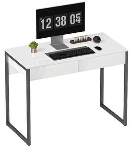 HOMCOM počítačový stůl 100 x 50 cm – 2 zásuvky, ocelový rám, kompaktní do domácí kanceláře, černý | Aosom