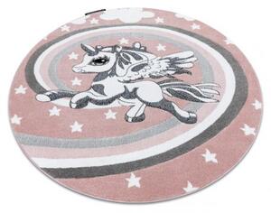 Dywany Luszczow Kusový koberec kulatý PETIT PONY Poník, růžový Rozměr koberce: 140 cm KRUH