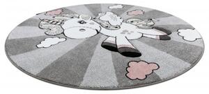 Kulatý koberec PETIT JEDNOROŽEC, šedý velikost kruh 160 cm | krásné koberce cz