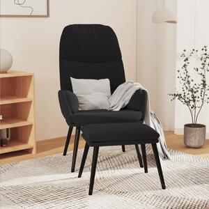Relaxační křeslo se stoličkou černé samet