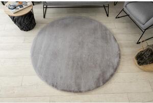 Kulatý koberec BUNNY stříbrný, imitace králíčí kožešiny velikost kruh 100 cm | krásné koberce cz