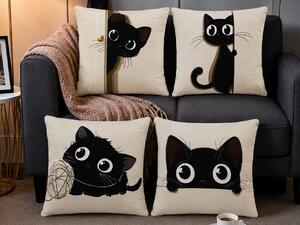XPOSE® Set povlaků na polštář HRAVÉ KOČIČKY 43x43 cm - set 4ks