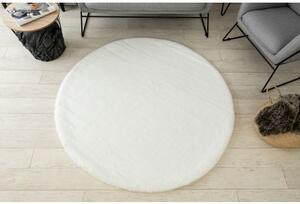 Kulatý koberec BUNNY bílá, imitace králíčí kožešiny velikost kruh 100 cm | krásné koberce cz