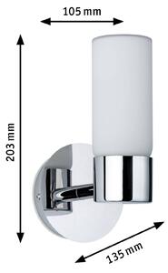 Paulmann Eleon nástěnné IP44 chrome/opál 1 zdroj, stmívatelný, Chrom / stříbro, Koupelna, kov, Moderní