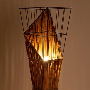 Stojací lampa Rinca, drátěné stínidlo s travním výpletem