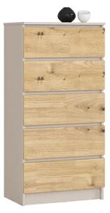 Ak furniture Komoda CLP K60 5SZ 60 cm kašmír/dub Artisan