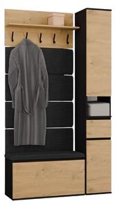TP Living Předsíňová stěna se skříní Lior 110 cm černá/dub Artisan