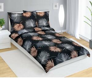 Bellatex Bavlněné povlečení Palmový list černá, 140 x 200 cm, 70 x 90 cm