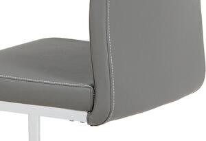 Autronic DCL-411 GREY - Jídelní židle šedá koženka / chrom