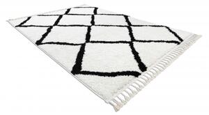 Koberec BERBER CROSS, bílá střapce, Maroko, Shaggy velikost 60x250 cm | krásné koberce cz