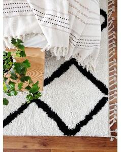 Koberec BERBER CROSS, bílá střapce, Maroko, Shaggy velikost 80x150 cm | krásné koberce cz