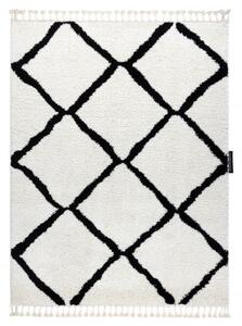 Koberec BERBER CROSS, bílá střapce, Maroko, Shaggy velikost 60x250 cm | krásné koberce cz