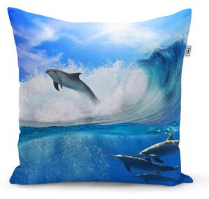 Sablio Polštář Delfíni ve vlnách - 60x60 cm