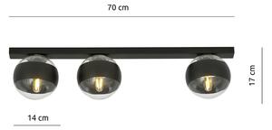 Lineární stropní svítidlo, černé/čiré, tři žárovky