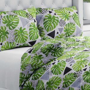 Biante Bavlněné ložní povlečení Sandra SA-175 Zelené listy Monstera Jednolůžko 140x200 a 70x90 cm