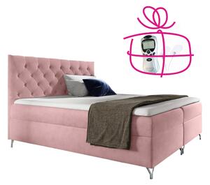 KONDELA Boxspringová postel, 160x200, růžová látka Velvet, GULIETTE + dárek
