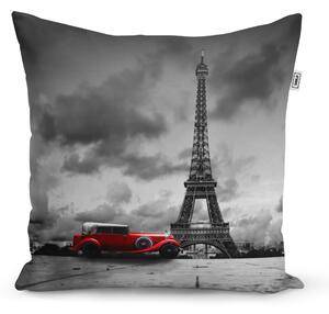 Sablio Polštář Eiffelova věž a červené auto - 40x40 cm