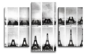 Sablio Obraz - 3-dílný Eiffelova věž stavba - 75x50 cm