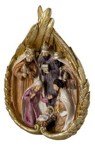 Vánoční betlém s krály ve zlatých andělských křídlech - 14*7*19 cm