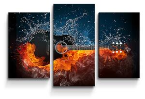 Sablio Obraz - 3-dílný Ohnivá kytara - 75x50 cm