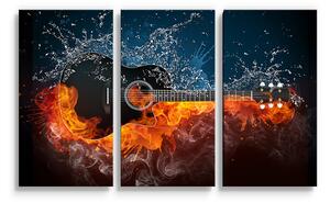 Sablio Obraz - 3-dílný Ohnivá kytara - 120x80 cm