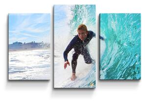 Sablio Obraz - 3-dílný Surfař na vlně - 75x50 cm