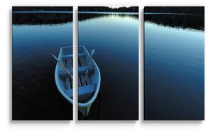 Sablio Obraz - 3-dílný Loďka na jezeře - 120x80 cm