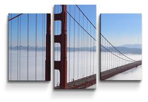 Sablio Obraz - 3-dílný Golden Gate v mlze - 75x50 cm