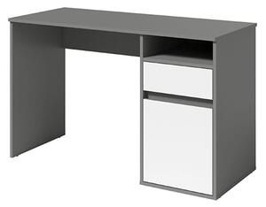 Kondela PC stůl, tmavě šedá-grafit/bílá, BILI
