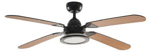 Stropní ventilátor Tedric s LED osvětlením, černý, tichý, 133 cm – Lucande Lucande, Tedric, Černá, Obývací pokoj, Kov, Vintage
