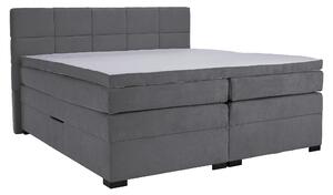 KONDELA Boxspringová pocketová postel, 200x200, šedá, APRIL