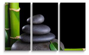 Sablio Obraz - 3-dílný Bambus a kameny - 120x80 cm