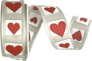 Stuha valentýnská ALL LOVE SILVER pastelově stříbrná 25mm x 2m (13,-Kč/m)