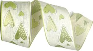 Stuha svatební bavlněná ROMANCE pastelově zelená 40mm x 2m (14,-Kč/m)